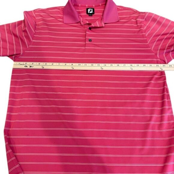 FootJoy Golf Polo Pink with White Stripes Performance Size Large - Picture 10 of 12